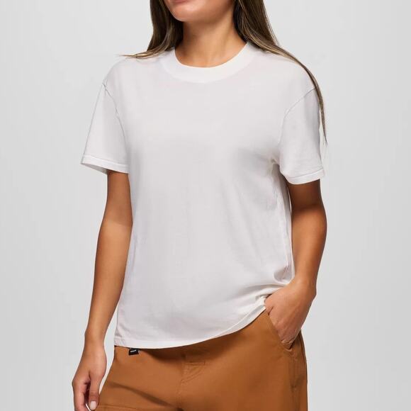 Prana Everyday Short Sleeve Tee Women's Medium Soft White Soft Organic Cotton - Picture 1 of 9